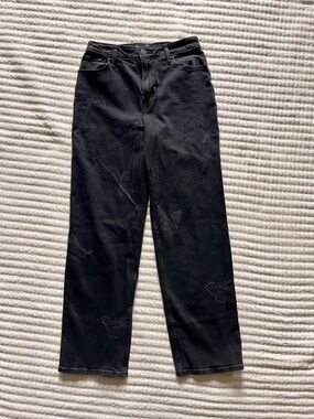 Hollister Ultra High-Rise Dad Jeans Black Wash Straight Leg Y2K Inspired